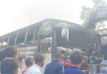 মধ্যরাতে বাসে আগুন, ভেতরেই পুড়ে মারা গেলেন চালক