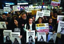 বিশ্বজুড়ে ভেনেজুয়েলার নোবেলজয়ী নেত্রী মাচাদোর সমর্থকদের সমাবেশ