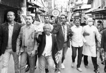 পাঠানটুলীতে জাপা প্রার্থী আবু তাহেরের সমর্থনে গণসংযোগ