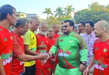 মীর হেলালের সমর্থনে জাতীয়তাবাদী ক্রীড়া দলের প্রীতি ফুটবল ম্যাচ