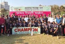 প্রফেসর শায়েস্তা খান স্মৃতি ক্রিকেটে সানশাইন গ্রামার স্কুল চ্যাম্পিয়ন