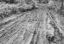 ট্রাক থেকে পড়ছে মাটি, বৃষ্টিতে সড়কে কাদার প্রলেপ