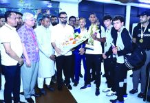 দেশে ফিরেছেন চ্যাম্পিয়ন যুবারা বরণ করলেন ক্রীড়া প্রতিমন্ত্রী