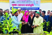 হাটহাজারী-বায়েজিদে চারা বিতরণ করলেন এমপি সাকিলা ফারজানা