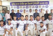 জাতীয় স্কুল ক্রিকেটের জেলা পর্যায়ে সানশাইন গ্রামার চ্যাম্পিয়ন