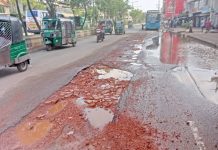 নগরের ১৯৬ কিলোমিটার সড়ক ক্ষতবিক্ষত