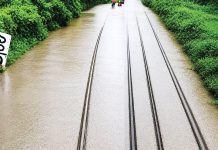 দেড় ফুট পানির নিচে রেললাইন