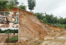 শ্যালো মেশিনের পানির চাপে কাটছে পাহাড়