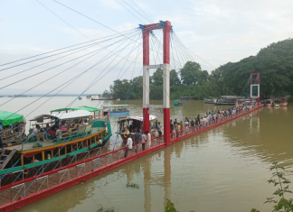 ৭ দিন পর ভাসল রাঙামাটির ঝুলন্ত সেতু