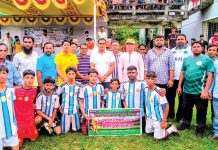 কাপ্তাইয়ে শাহজাহান স্মৃতি মিনিবার ফুটবল টুর্নামেন্টের উদ্বোধন