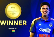 পঞ্চমবারের মতো আইসিসির মাসসেরা ভারতের গিল